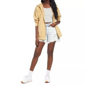 Sudadera con capucha para mujer, de algodón, y cordón con cremallera frontal, bolsillo frontal, alta calidad - Product Image 4