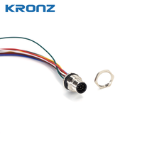 KRONZ Connecteur à bride M12 pour montage sur panneau avec fil de 1m Connecteurs circulaires M12 pour capteur industriel en cuivre codé A à 8 broches