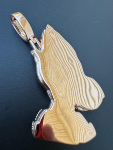 Moissanite priant les mains pliées pendentif religieux pour bijoux de mode unisexe pendentif en or rose 14k bijoux fins - Product Image 2