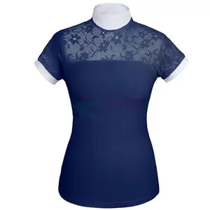 여성 맞춤형 승마 의류 탑 승마 쇼 레이스 반팔 셔츠