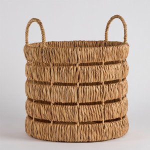 Paniers luxueux en jacinthe d'eau avec poignées: housses de rangement et de jardinière pour salon et chambre à coucher - Product Image 2