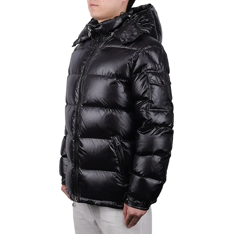 Winter High Quality Nylon Custom Design Black White Duck Down Coat Nylon Puffer Coat Men's Jacket
