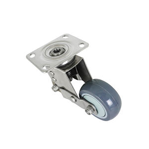 Roue pivotante en PU amortissante de 3 pouces en acier inoxydable 304 avec plaque supérieure pour chariot médical et d'équipement - Product Image 6