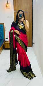 Nueva seda de algodón Awesome Heavy Saree With Hand Daing tela de la mejor calidad - Product Image 6