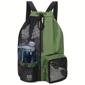 Sac à dos polyvalent en maille avec cordon de serrage pour la salle de sport Sacs de fitness avec poche pour la plage - Product Image 1