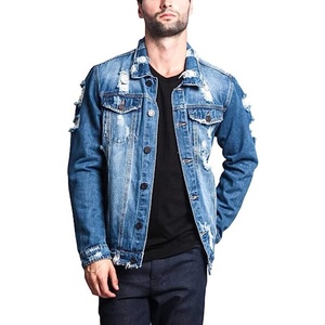 New Fashion <b>Custom</b> Plus Size Ripped <b>Denim</b> <b>Jacket</b> for Men Distressed <b>Denim</b> <b>Jacket</b> - Product Image 5
