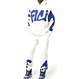 Survêtement à capuche pour homme de qualité supérieure, personnalisé avec impression en relief, respirant, séchage rapide, 100% coton, motif uni, différents styles - Product Image 1