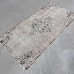 Tapis turc 3,1 x 6,1 pieds, gris, plantes et arbres, tapis vintage en laine - Product Image 2