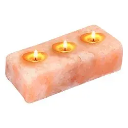 Soporte de luz de té de tres agujeros de sal de roca del Himalaya, portavelas Rectangular de sal de cristal Natural del Himalaya de 3 agujeros - Product Image 6