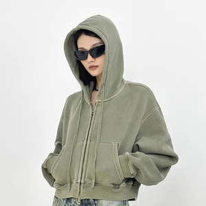 เสื้อฮู้ดดี้สีพื้นเรียบแบบสั่งทำพิเศษ ไซส์ใหญ่ ระบายอากาศได้ดี รุ่น 420 เสื้อผ้าลำลองฤดูหนาว ทรงโอเวอร์ไซส์ เสื้อฮู้ดดี้แบบสวมหัวสำหรับผู้หญิง - Product Image 1