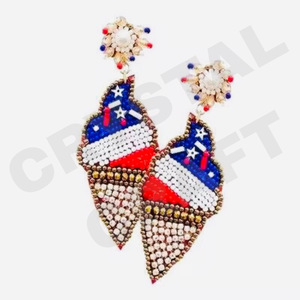 Santa Face Dangle Earrings New Arrival <b>Cross</b>-Border Handmade Beads Gold Trendy Creative for Parties Christian Style - Product Image 5