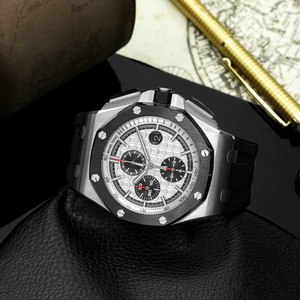 Reloj de Pulsera de Lujo para Hombre, Estilo Cronógrafo, Caja Plateada, Correa Negra, Multifunción, Luminoso, Resistente al Agua, OEM ODM - Product Image 4