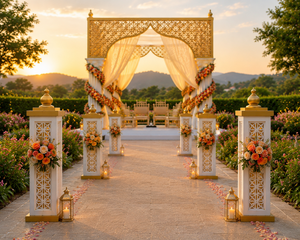 Mandap Gazebo de Luxe Moderne et Léger en Fibre avec Motifs Jaali Élégants pour Mariages en Plein Air et Événements de Destinations – Vente en Gros - Product Image 5