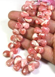 Perles de rhodochrosite rose naturelle 10,5-13 mm, forme poire du Colorado, lisses et polies, brin de 8 pouces, qualité supérieure, 200 carats, fabrication de bijoux RO - Product Image 6
