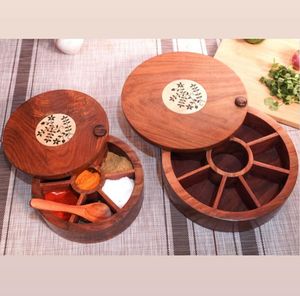 Stylish Brown <b>Wooden</b> Herb & Spice <b>Box</b> Custom Logo Natural Salt <b>Box</b> with Metal <b>Tools</b> Kitchen <b>Tools</b> by ARTISAN AURA for Home Use - Product Image 6