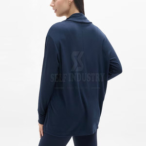 Premium Quality Women's Yoga Wrap Cardigan Spandex/Nylon Loose Fit Breathable New Design with Quick Dry Feature and Front Logo - Product Image 3