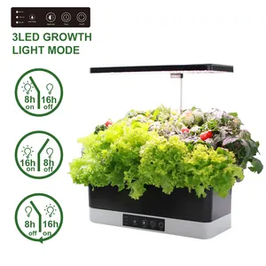 J & c jardim de vegetais inteligente, mini plantador led de rega automática para jardim, kit de ervas orgânicas, esponja de crescimento incluída