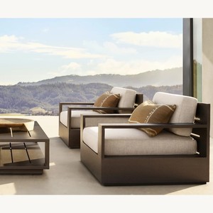 Conjunto de Sofás Seccionales Modernos para Jardín y Patio, Sofá de Aluminio para Exteriores Resistente a la Intemperie, Muebles de Lujo para Resort, Villa y Hotel - Product Image 4
