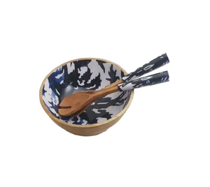 Juego de cuchara para servir de madera de acacia de resina grande, estilo antiguo, Hotel, hogar, restaurante, uso, el mejor juego de cuchara para servir de cuenco de madera - Product Image 2