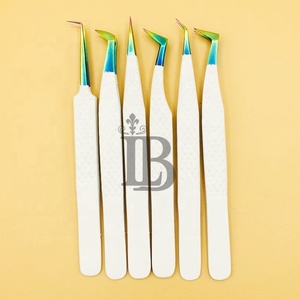 Pince à cils blanche pour extensions de cils en vison, haute qualité, manche lisse, pince souple, pour cils plats, forte demande - Product Image 1