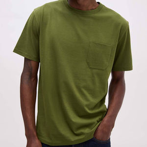 Bamboo Cotton Men's Tshirts Short Sleeve Tshirt with <b>Pocket</b> Summer Mens Tee <b>Shirt</b> Top Sustainable O-Neck <b>T</b>-<b>shirts</b> for men - Product Image 5