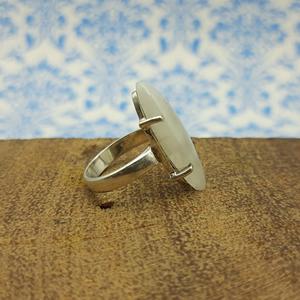 แหวน925ดีไซน์เนอร์งานฝีมือแนวโบฮีเมียนสีเงินล้วนพลอยมูนสโตนตั้งค่าง่ามเครื่องประดับเพชรรูปทรงมาร์คี - Product Image 4