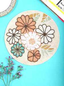 แก้วปักลายดอกไม้สีพาสเทลและแผ่นรองจานลูกปัดโพลีเอสเตอร์สำหรับตกแต่งโต๊ะสำหรับงานแต่งงานและแผ่นรองสำหรับคริสต์มาส - Product Image 6