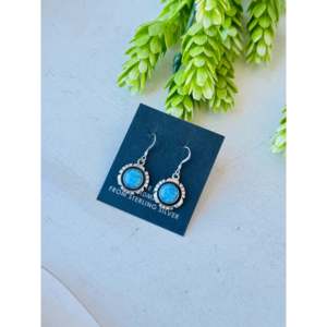 Navajo Handmade <b>Opal</b> (Man-Made) and Sterling Silver Drop Dangle <b>Earrings</b> - Product Image 4
