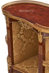 Table d'appoint en bois de luxe avec détails en laiton, design à double étagère, finition élégante en incrustation et style européen classique - Product Image 5