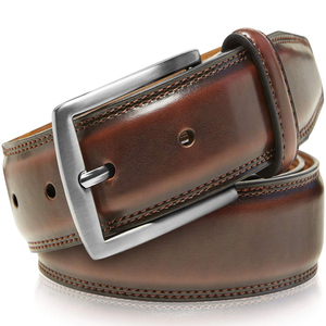 Genuine <b>Cow</b> Hide Leather Belt Solid Brown Pin Buckle Formal Men's Belt Steel Buckle One-Piece Molding Durable Design - Product Image 6