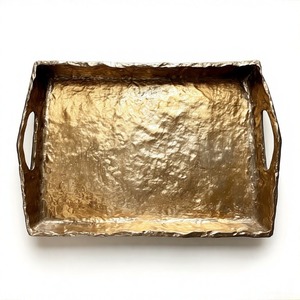 Plateau rectangulaire en aluminium StarlitShine avec poignée artisanale finition brossée et poids équilibré pour un divertissement élégant à la maison - Product Image 2