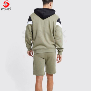 Chándal de algodón deportivo de dos piezas con capucha para hombre, ropa de playa, pantalones cortos, chándal, camiseta para hombre, conjunto corto con servicio OEM - Product Image 3