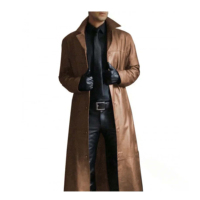 Trench Coat dernier tendance de qualité supérieure avec design personnalisé Trench Coat en cuir pour homme Manteau long à manches longues Veste en cuir pour homme
