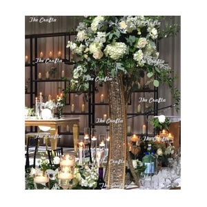 Centro de mesa de metal y cristal con centro de mesa de boda de calidad exclusiva para uso en la decoración del hogar y el hotel - Product Image 3