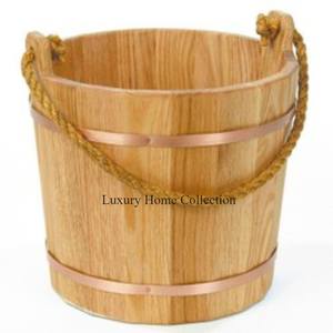 Seau à vin en bambou couleur marron avec poignée en corde refroidisseur à glace et refroidisseur seau de forme ronde fait à la main fournitures de verres de table - Product Image 1