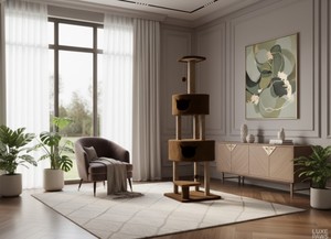 Luxury Modern Classic Multi-Level Eco-Friendly <b>Cat</b> <b>Tree</b> Tower with Premium Jute <b>Scratching</b> Post for All <b>Cats</b> Carton Packed - Product Image 2