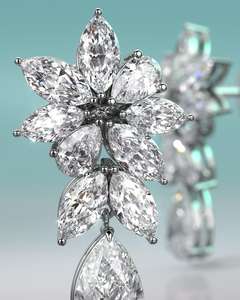 Pendientes Largos de Plata de Ley S925 con Baño de Oro de 14K, Estilo Étnico Coreano, Cristal Cultivado en Laboratorio con Corte Marquesa y Hojas de Diamante - Product Image 3