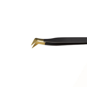 Fiber Grip Lash Extension Tweezers Matte Black Gold Fiber Tip Tweezer Lash <b>Applicator</b> Diamond Tip Tweezers for Lash Extension - Product Image 5