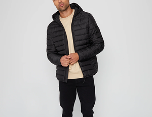 Chaqueta Acolchada Ligera con Capucha para Hombre, Chaqueta de Invierno Ajustada con Cremallera Completa, Cálida y Cortavientos, Chaquetas Casuales para Hombre - Product Image 3