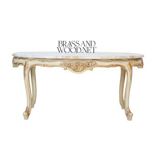 Mesa de Centro Clásica de Lujo con Tapa de Mármol Blanco, Patas Talladas en Oro Ornamentadas, Acabado de Diseño Europeo Elegante - Product Image 2