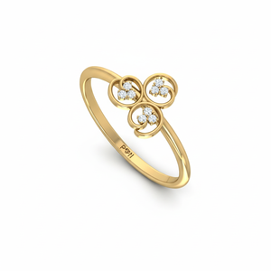 แหวนทอง 14k ประดับเพชรธรรมชาติรูปใบโคลเวอร์สามแฉกสำหรับผู้หญิง - Product Image 3