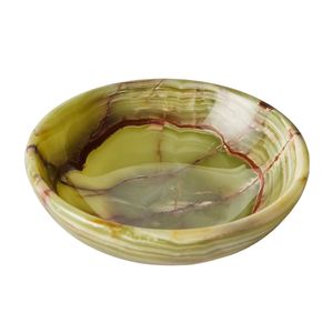 Bol à fruits en onyx rayé, plateau rond en pierre polie unique, bol décoratif en marbre pour table - Product Image 2
