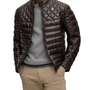 Chaqueta de Invierno para Hombre, Personalizada, de Cuero Genuino, con Cuello Alto, Impermeable y Resistente al Viento, Estilo Urbano, Superventas - Product Image 1