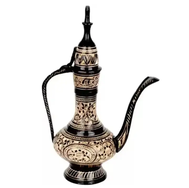 Mới nhất thiết kế rắn brass tay làm việc aftaba kim loại Arabian Tea Pot Coffee Brass Arabic nổi dallah tùy chỉnh bán buôn surahi