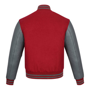 Chaquetas con mangas de cuero de talla grande para hombre, venta al por mayor, chaqueta con letras lisas con logotipo personalizado en blanco para hombre - Product Image 3