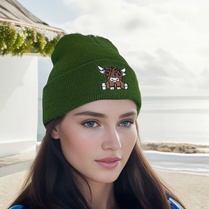 Bonnet en acrylique 100% à motif de points personnalisé en gros Bonnet mignon drôle de broderie d'hiver Bonnet de crâne en tricot pour enfants - Product Image 3