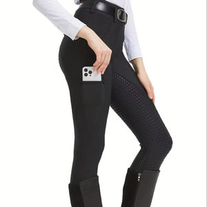 Pantalons d'équitation pour femmes, taille haute, longueur entière, élastiques, respirants, silicone, séchage rapide, sans couture - Product Image 3