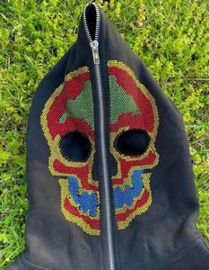 <b>Men</b> Sweatshirt Skeleton <b>Thick</b> Rhinestone Long Sleeve Printed Oversize Zipper up <b>Hoodies</b> - Product Image 2