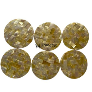 Posavasos Hecho a Mano con Incrustaciones de Nácar de Tradebyd, Cuadrado de 4x4 Pulgadas, Disponible en Diferentes Colores - Decoración de Mesa Elegante y Lujosa para el Hogar u Oficina - Product Image 1