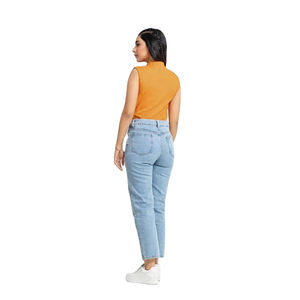 Camiseta sin mangas de cuello alto, camiseta informal de LICRA de algodón sólido para mujer, ropa de moda y verano, camisetas sin mangas para mujer, servicio OEM - Product Image 4
